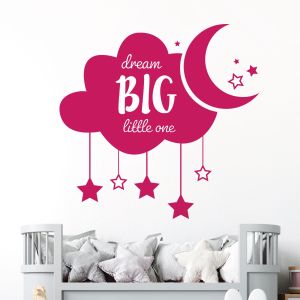 Dream Big Little One - Clouds, Stars, Moon - Baby Nursery Vinyl Wall Sticker UK