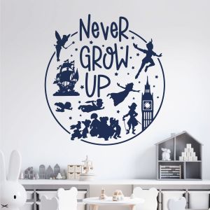 Never Grow Up - Disney Peter Pan Inspired Quote Vinyl Wall Sticker UK