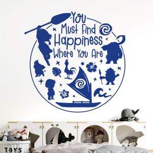 You Must Find Happiness Where You Are - Disney Moana Quote Vinyl Wall Sticker UK