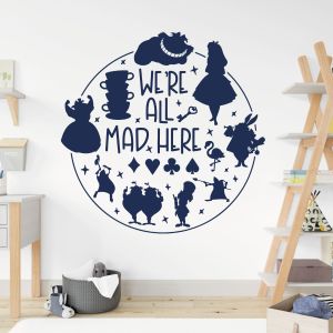We're All Mad Here - Alice in Wonderland Book Quote Vinyl Wall Sticker UK