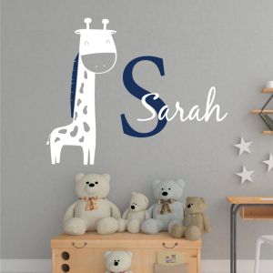 Personalised Name Giraffe Wall Sticker - Initial Letter - Children's Bedroom Vinyl Decal UK