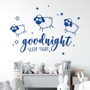 Goodnight Sleep Tight Counting Sheep - Nursery Quote Vinyl Wall Sticker UK