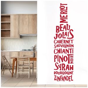 Wine Bottle Wall Sticker - Merlot, Pinot Noir, Sauvignon - Kitchen Restaurant Vinyl Wall Sticker UK