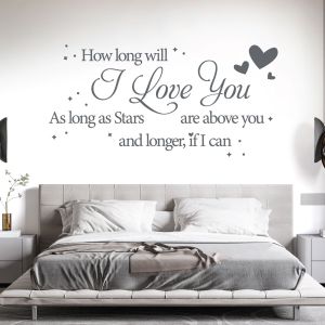 How Long Will I Love You, As Long as Stars Are Above You - Bedroom Quote Vinyl Wall Sticker UK