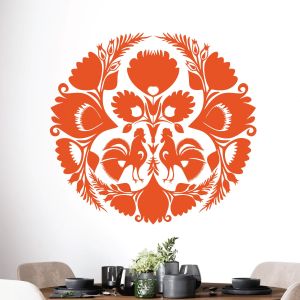 Cockerel on the Farm - Folk Decorative Art Vinyl Wall Sticker UK