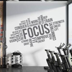 Focus, Dedication, Results - Motivational Text Cloud Vinyl Wall Sticker UK