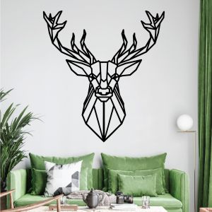 Deer Stag Head - Modern Geometric Silhouette - Vinyl Wall Sticker UK