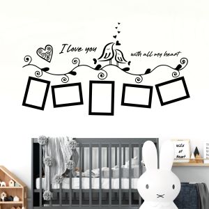 Love Birds Heart Branch and Photo Frames Wall Sticker - Home Vinyl Wall Sticker UK