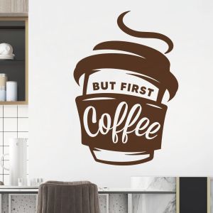 But First Coffee Wall Sticker - Kitchen Cafe Quote Vinyl Wall Sticker UK