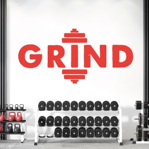 GRIND - Barbell Typography Gym Motivational Vinyl Wall Sticker UK