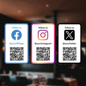 Personalised Follow Us QR Code Sticker - Facebook, Instagram, X Twitter - Business Vinyl Decal UK
