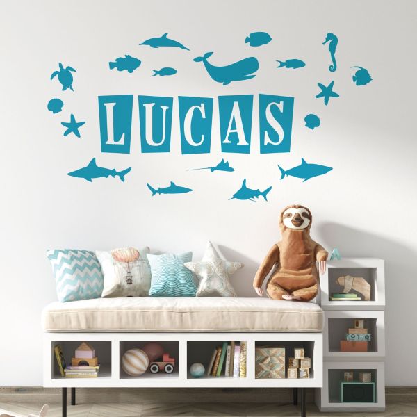 Personalized Ocean Wall Decal - Lighthouse, Whale, Birds With Custom Name & Initial, Up To 40x23 Inches - View #11