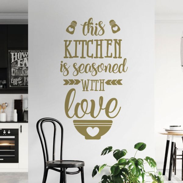 This Kitchen is Seasoned with Love Kitchen Wall Quote Wall Art Sticker