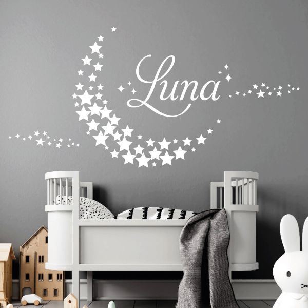 Wall Sticker Name Wall Art Nursery Wall Designer Moon Made Of