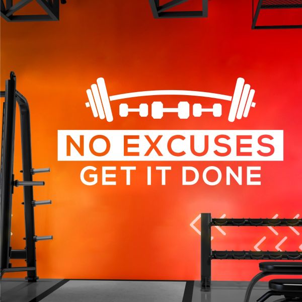 Autocollant Mural Gym Motivation : 'Résultats Ou Excuses Pas Les Deux' - Vinyl Fait Main USA