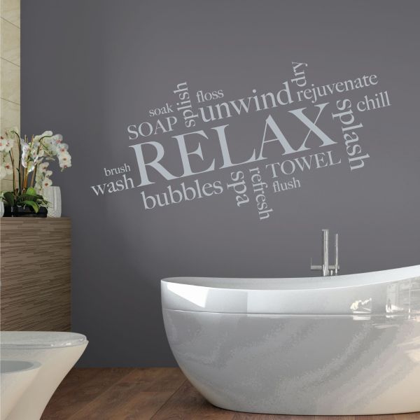 Cartello Relax Soak Unwind: decorazione da parete in legno per il bagno - Italia
