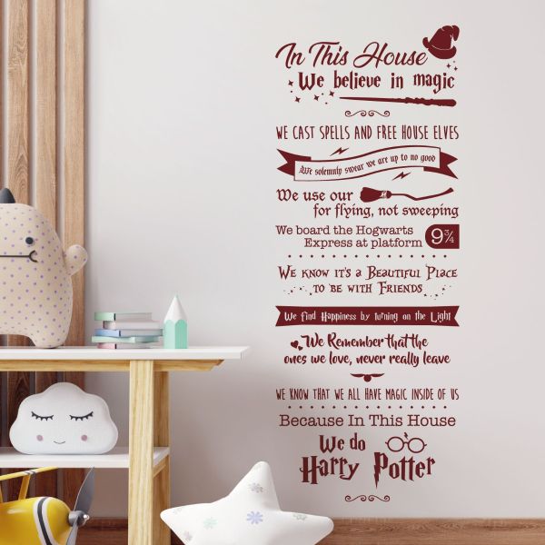 Harry Potter Quote Wall Decal - "Work Hard, Believe In Yourself" With 40 Stars, Removable Vinyl