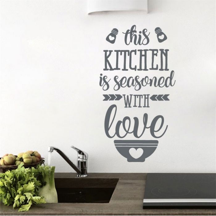 This Kitchen Is Seasoned With Love Wall E Art Sticker