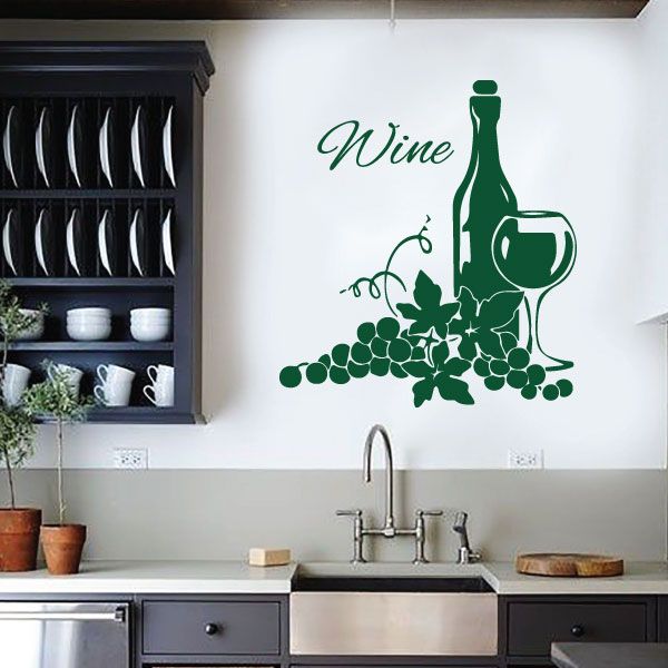 Wine Bottle Glass Gs Dining Room Kitchen Restaurant Wall Art Sticker