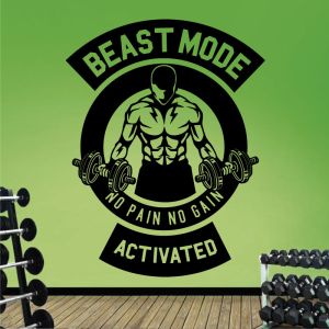 Workout Bodybuilder Beast Mode Activated - Gym Wall Decal Sticker