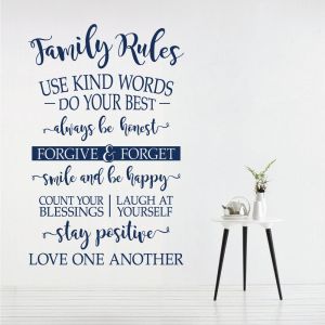 Family Rules - Use Kind Words, Always be Honest... - Home Decal Wall Sticker
