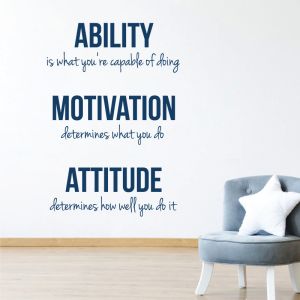 Ability, Motivation, Attitude - Inspirational Quote Decal Wall Sticker