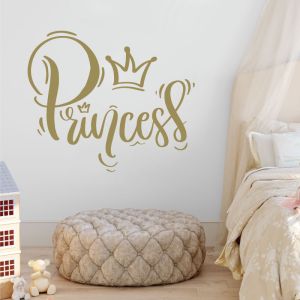 Princess in Script Writing with Crown - Girls Nursery Decal Wall Sticker