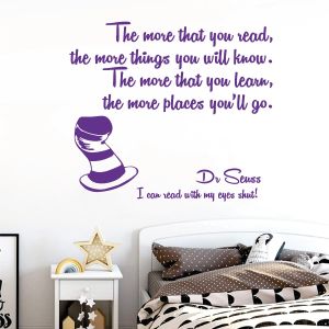 The more that you read, the more things you will know - Dr Seuss Book Quote Decal Wall Sticker
