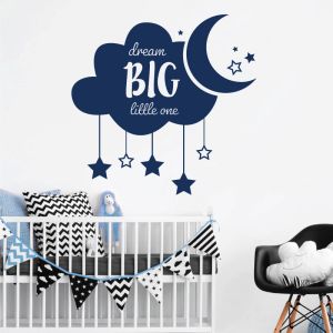 Dream Big Little One - Cloud, Stars, Moon - Nursery Decal Wall Sticker