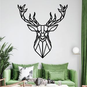Deer Stag Head - Modern Geometric Silhouette - Decal Wall Sticker