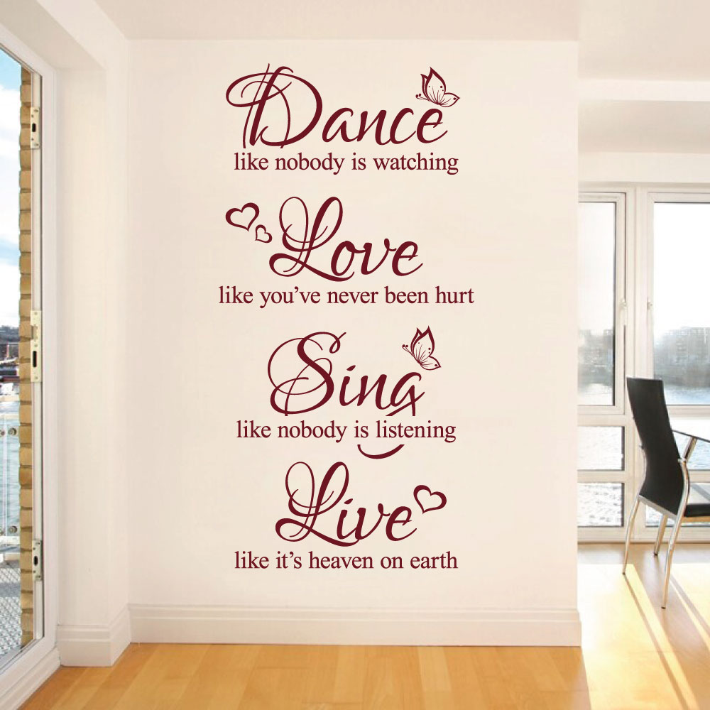 Quote Vinyl Wall Art Sticker Dance like nobody is watching Love like you