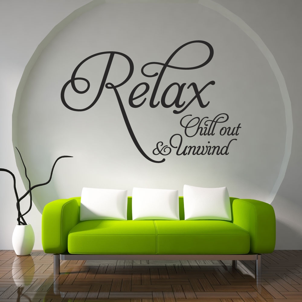 BEDROOM LOUNGE BATHROOM X37 RELAX CHILLOUT AND UNWIND WALL QUOTE STICKER