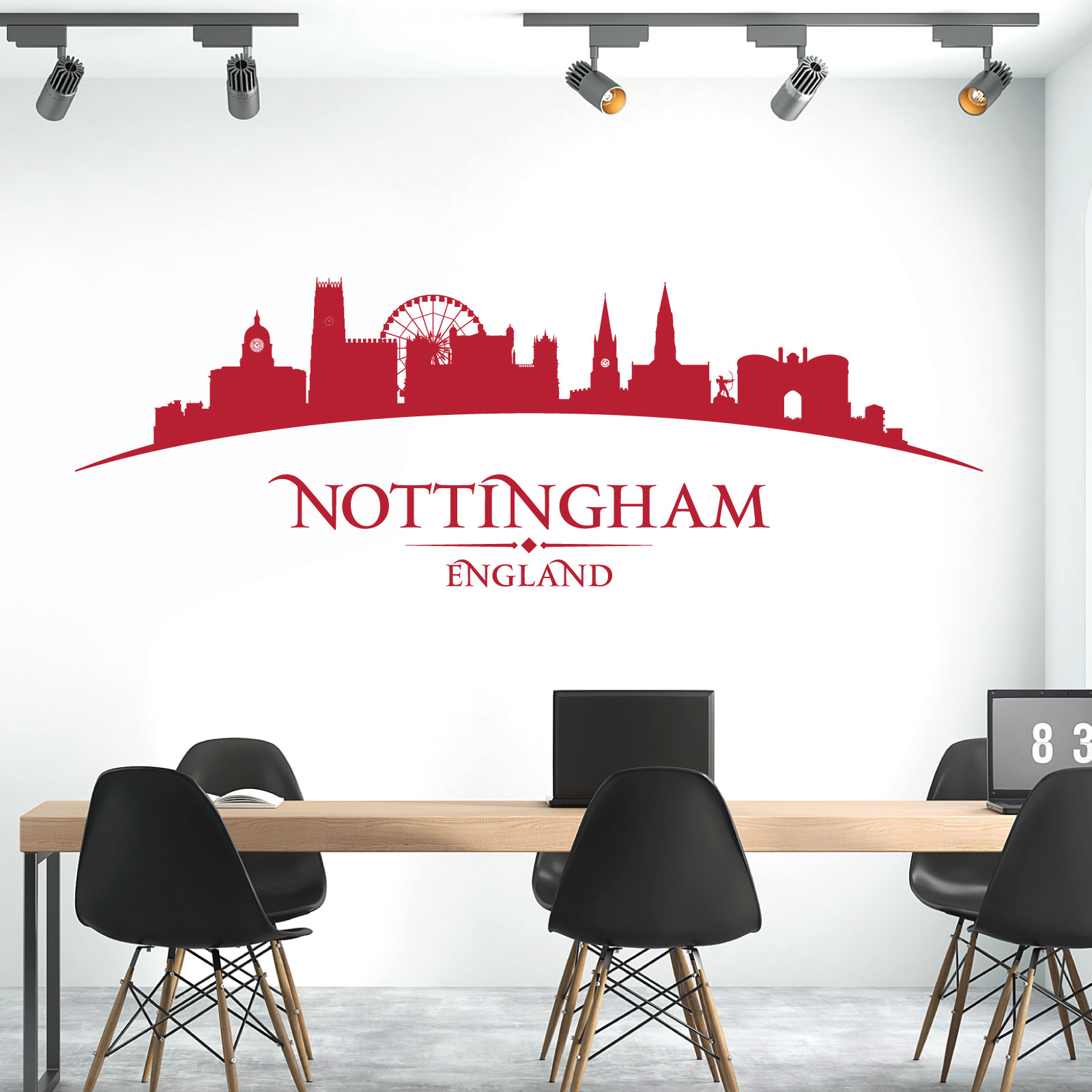 Nottingham City Skyline Wall Sticker - Nottingham Castle, Nottingham Eye, Robin Hood - Bedroom Living Room Vinyl Decal UK