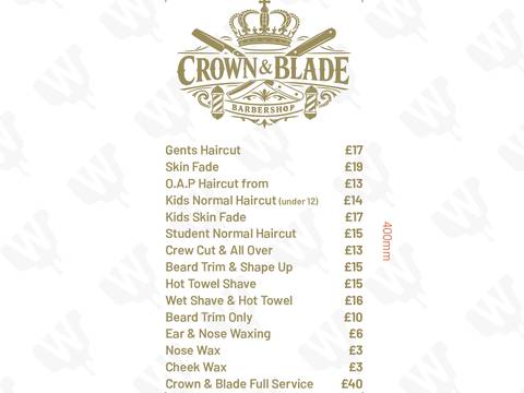 Crown & Blade price list — Price list