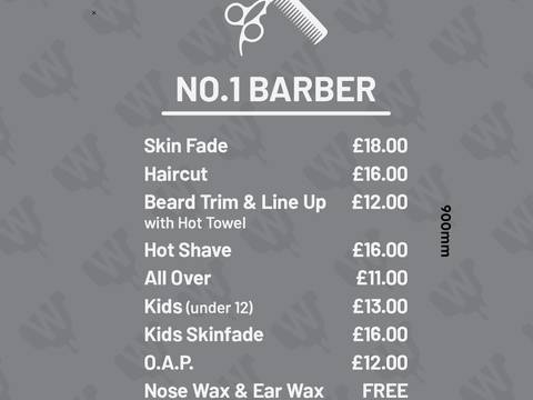 No.1 Barber price list — Price list