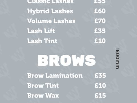 Lashes & brows price list — Price list