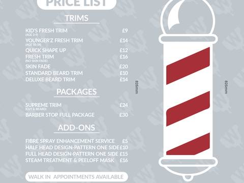 Barbershop price list — Price list
