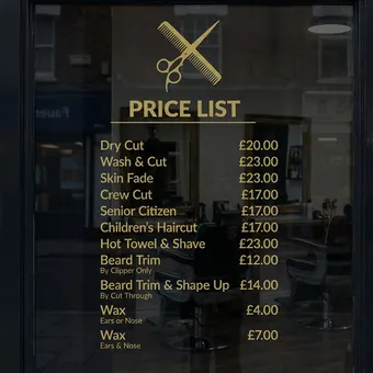 Price List Sign Sticker